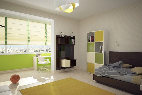 Дизайн комнаты совмещенной с балконом (77 фото)