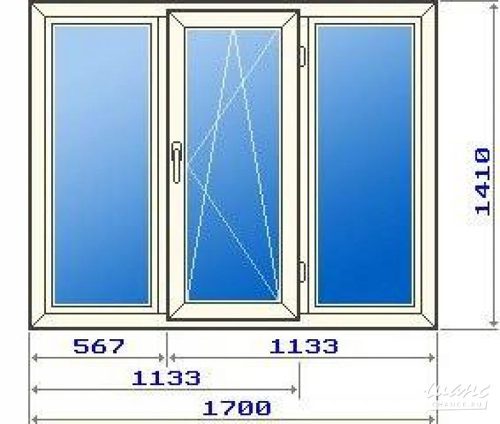 Виды трехстворчатых окон и типовые размеры